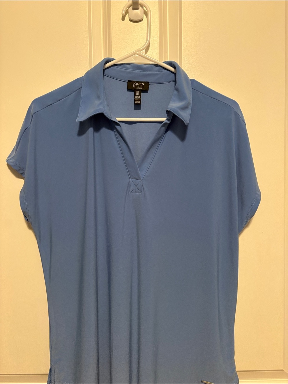 Jones New York Light Blue Short-Sleeve Polo-Style Shirt